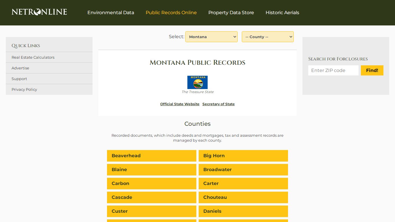 Montana Public Records Online Directory - NETROnline.com